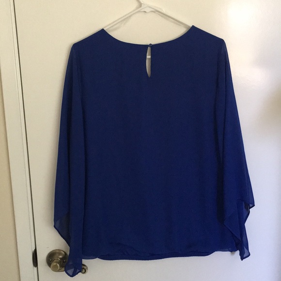 Royal Blue blouse with sheer overlay - Picture 2 of 6